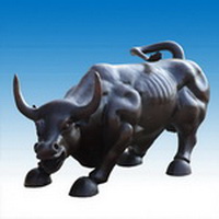 Brass wall street bull statue CA-038